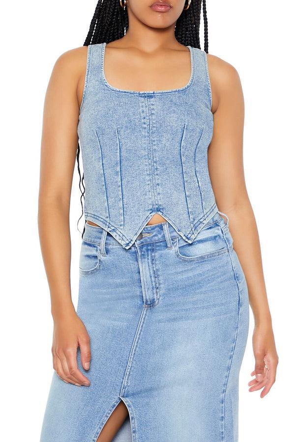 Forever21 Stretch-Denim Tank Top DENIM