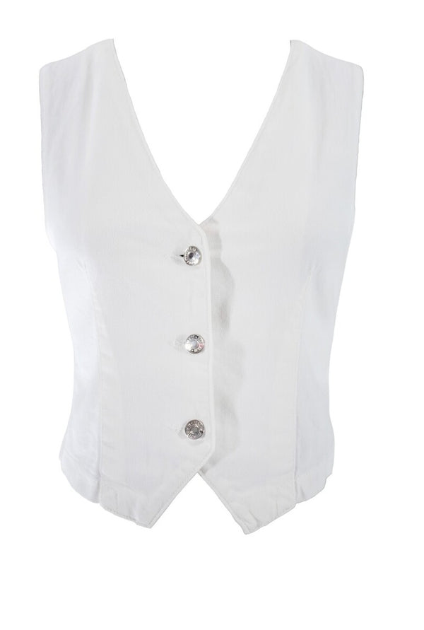 Forever21 Stretch Denim Vest WHITE