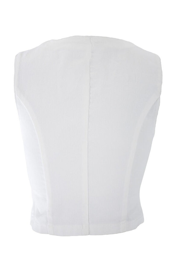 Forever21 Stretch Denim Vest WHITE