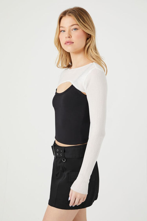 Forever21 Super Cropped Sweater WHITE