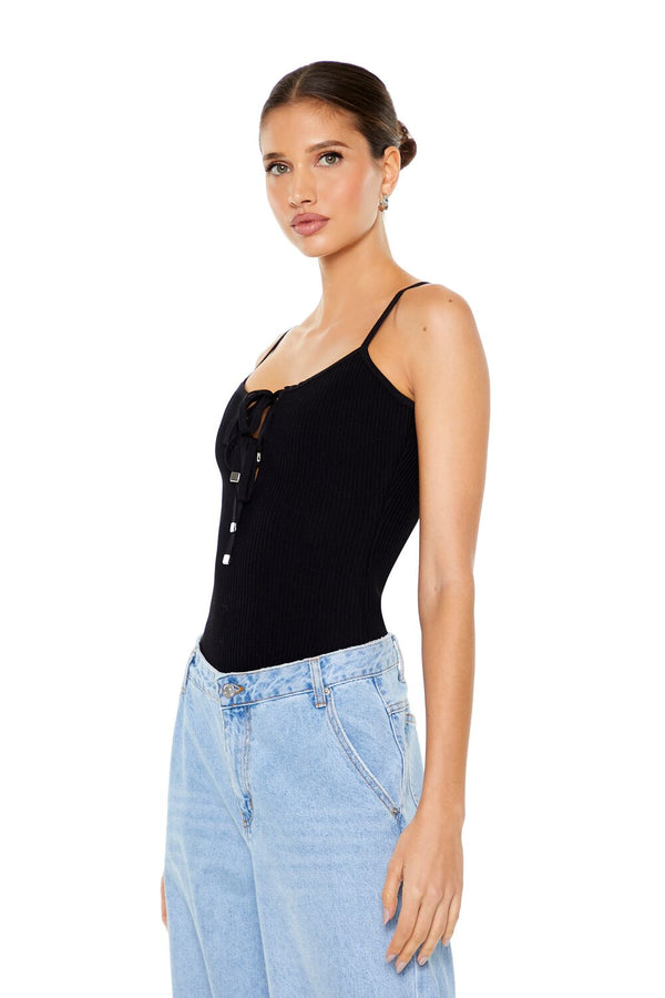 Forever21 Sweater-Knit Cami Bodysuit BLACK