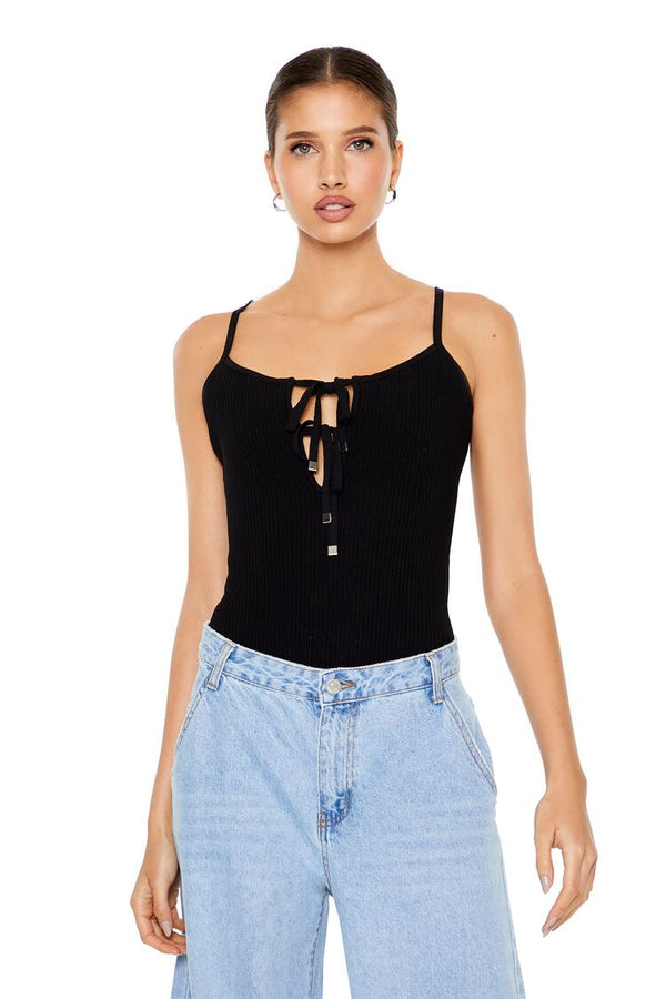 Forever21 Sweater-Knit Cami Bodysuit BLACK