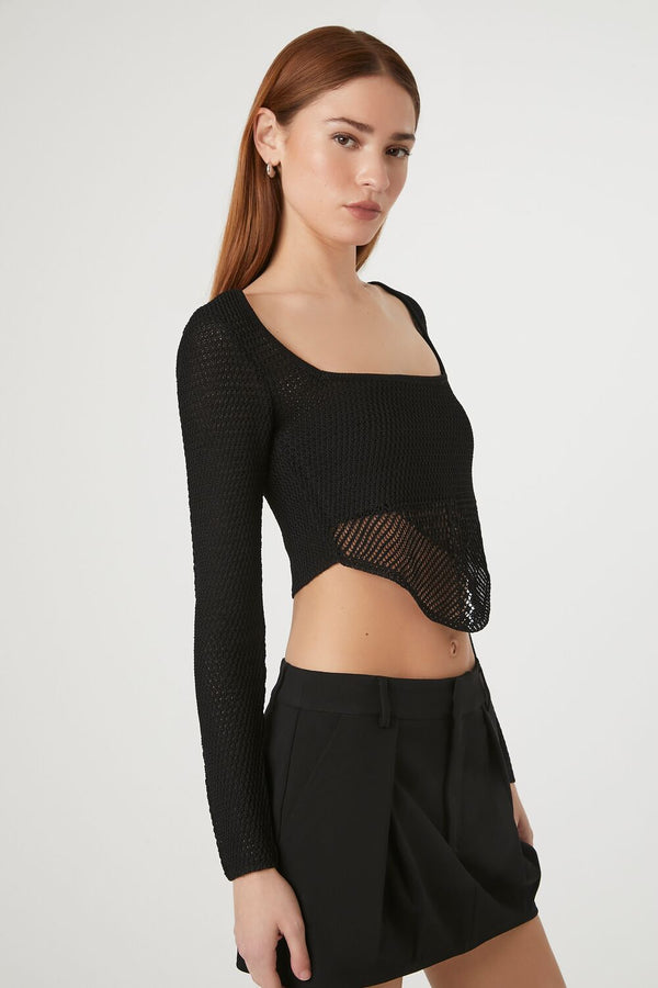 Forever21 Sweater-Knit Crop Top BLACK