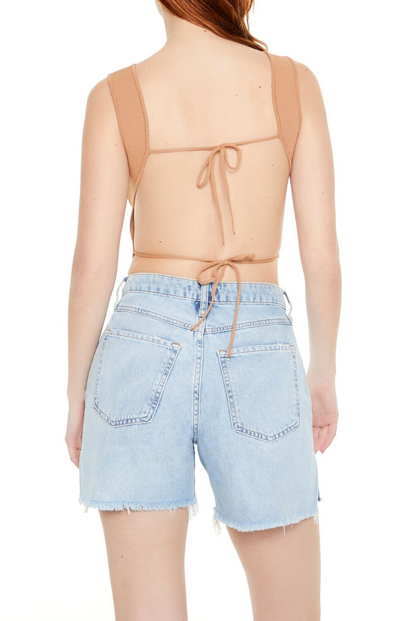 Forever21 Sweater-Knit Crop Top CAMEL