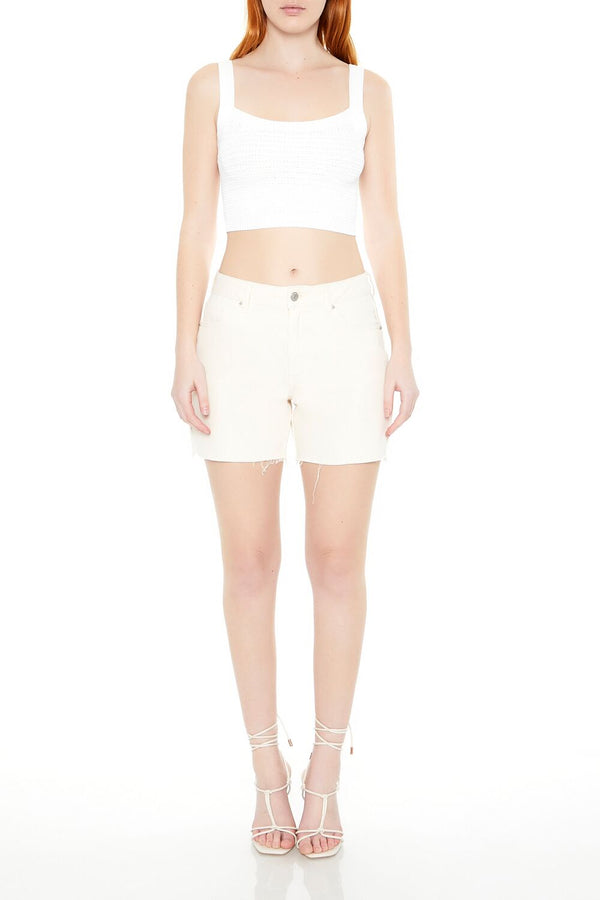 Forever21 Sweater-Knit Crop Top WHITE