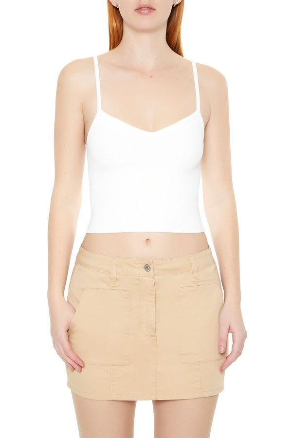 Forever21 Sweater-Knit Cropped Cami WHITE