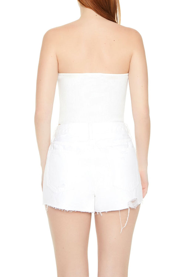 Forever21 Sweater-Knit Cropped Tube Top WHITE