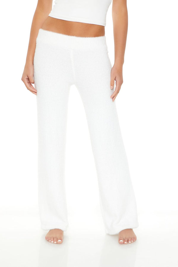 Forever21 Sweater-Knit Flare Pants WHITE