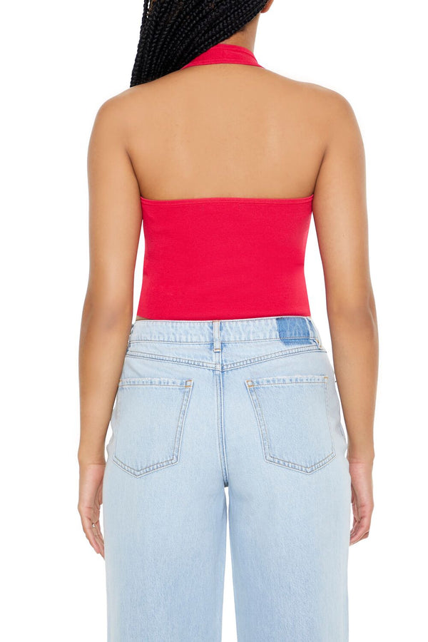 Forever21 Sweater-Knit Halter Crop Top HOT PINK