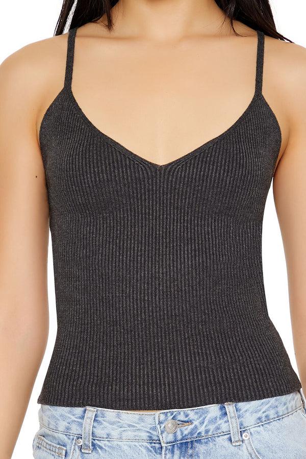 Forever21 Sweater-Knit V-Neck Cami CHARCOAL
