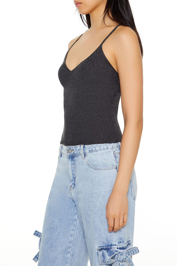Forever21 Sweater-Knit V-Neck Cami CHARCOAL