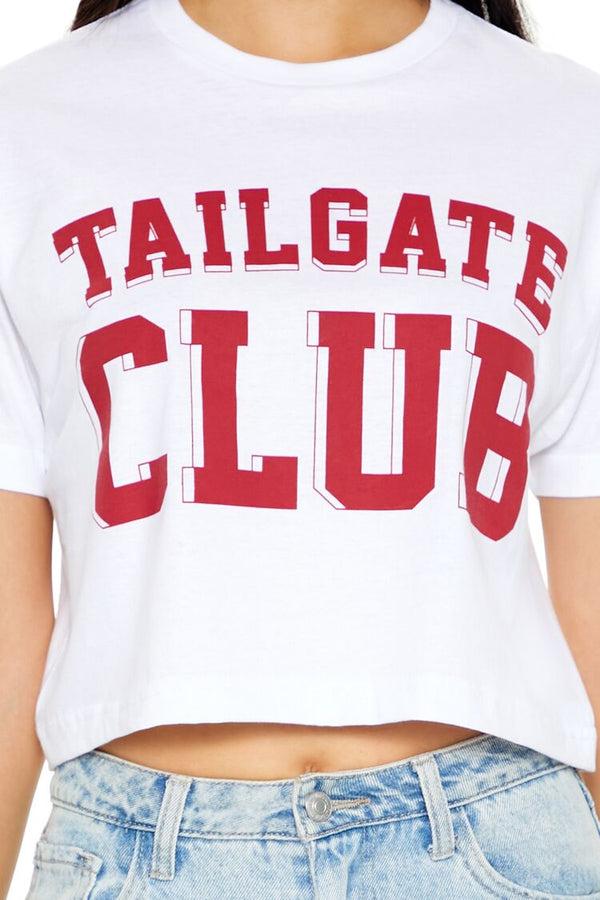 Forever21 Tailgate Club Graphic Baby Tee WHITE/RED