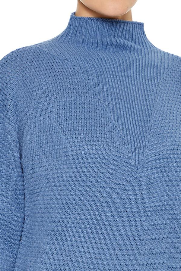 Forever21 Textured Mock Neck Sweater DUSTY BLUE