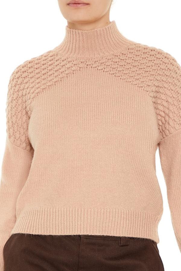 Forever21 Textured Mock Neck Sweater TAN