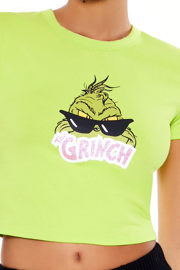 Forever21 The Grinch Graphic Baby Tee GREEN/MULTI
