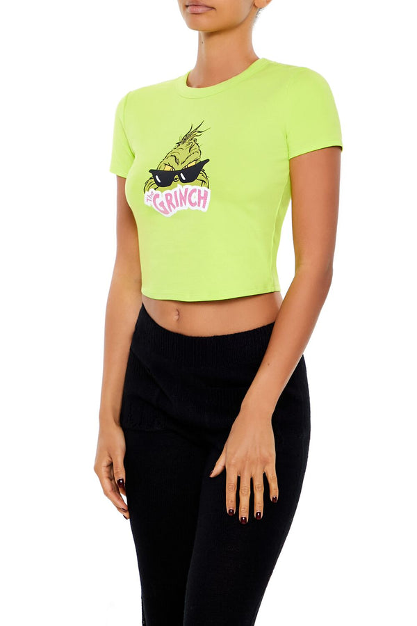 Forever21 The Grinch Graphic Baby Tee GREEN/MULTI