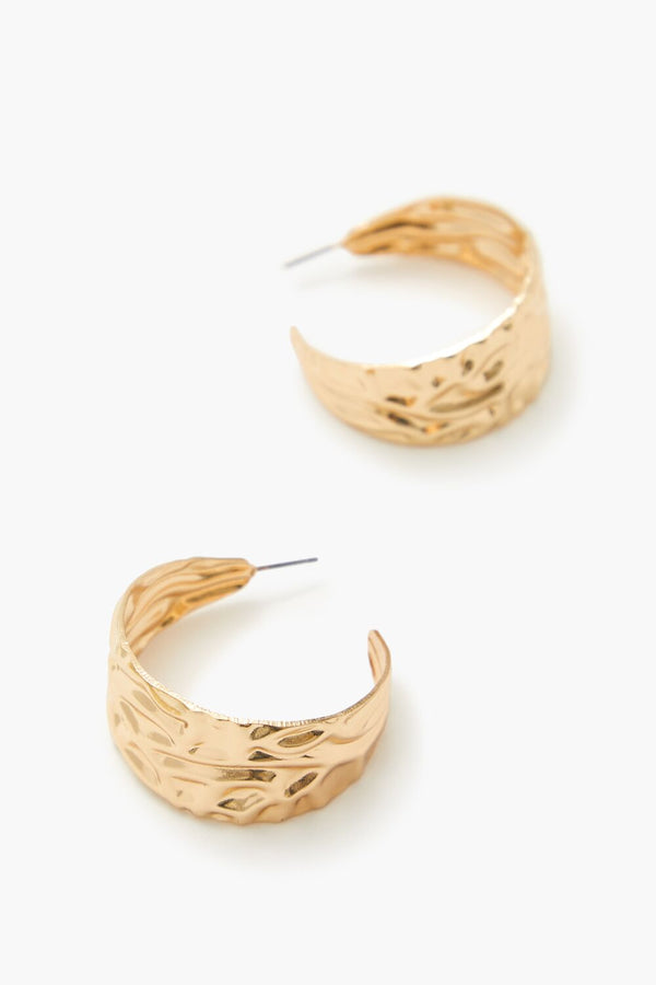 Forever21 Thick Hammered Hoop Earrings GOLD