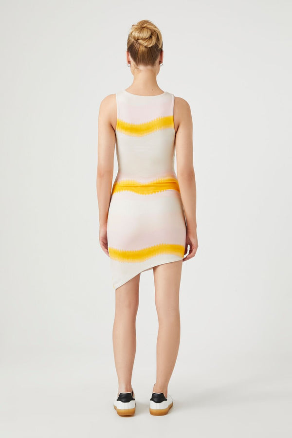 Forever21 Tie-Dye Striped Mini Dress YELLOW/MULTI