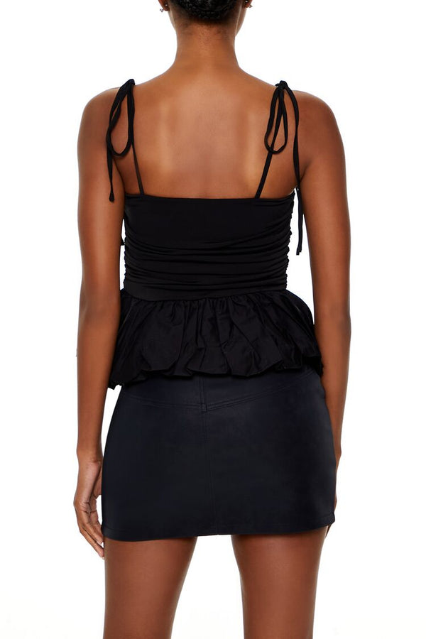 Forever21 Tie-Strap Peplum Cami BLACK