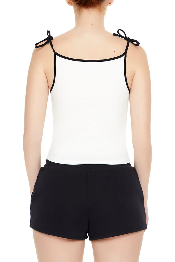 Forever21 Tie-Strap Ringer Cami WHITE/MULTI