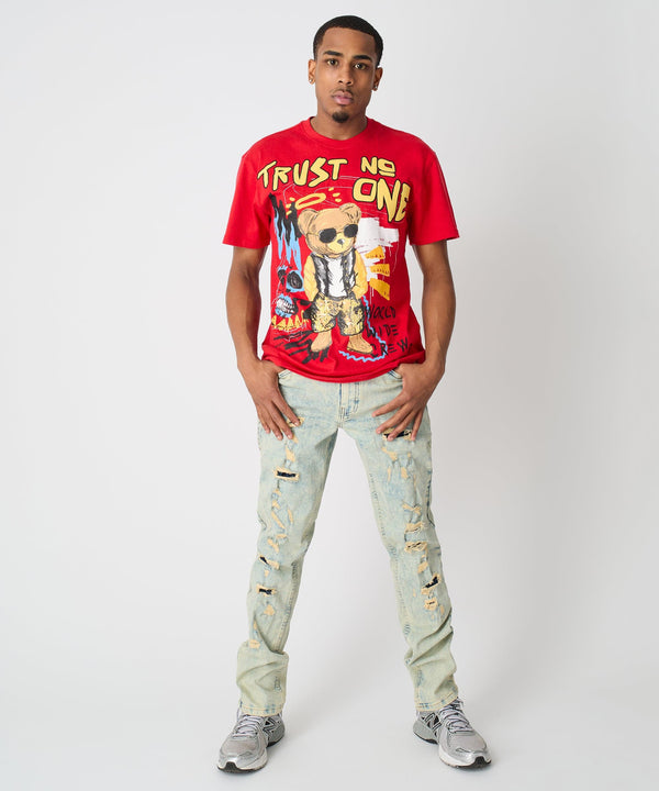 Forever21 Trust No One Short Sleeve Tee - Red RED