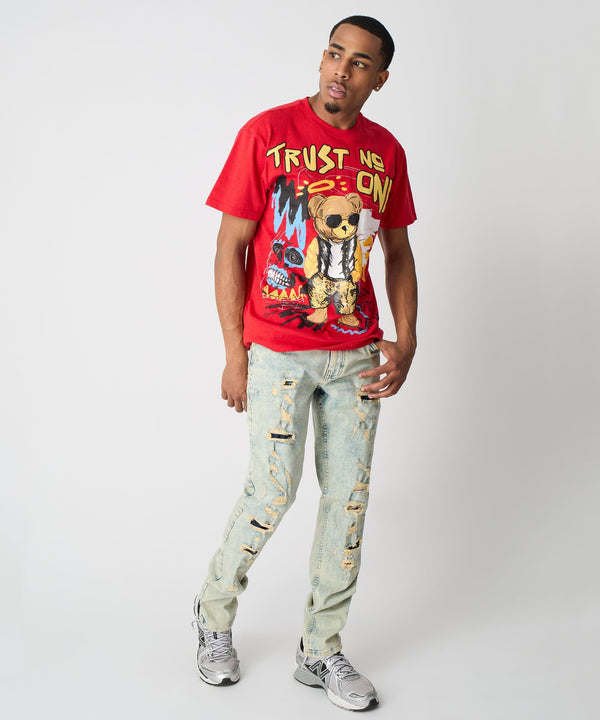 Forever21 Trust No One Short Sleeve Tee - Red RED