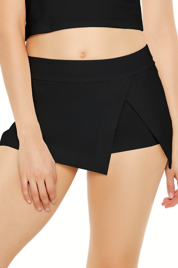 Forever21 Tulip-Hem Flare Skort BLACK
