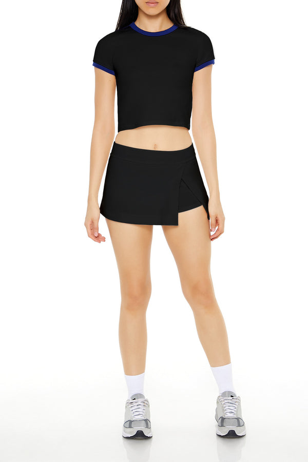 Forever21 Tulip-Hem Flare Skort BLACK