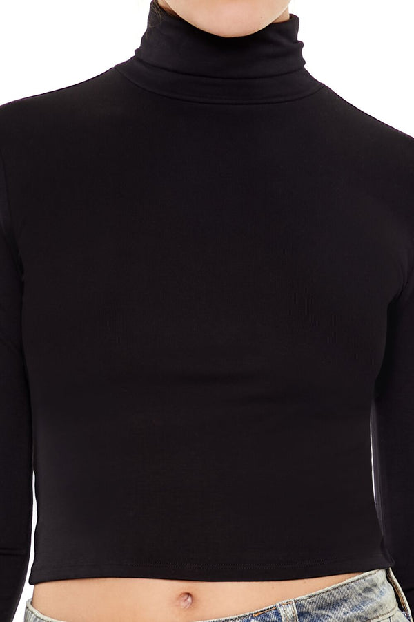 Forever21 Turtleneck Crop Top BLACK