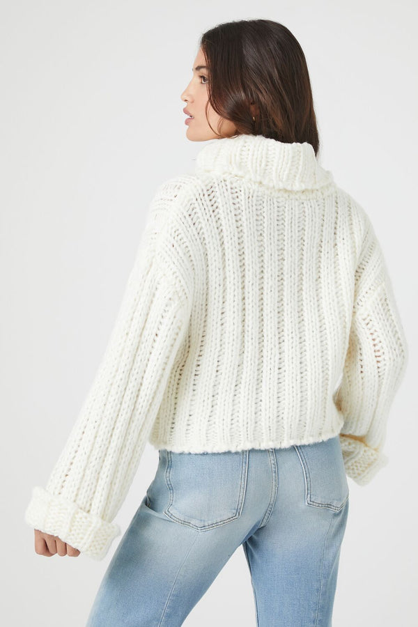 Forever21 Turtleneck Cropped Sweater VANILLA