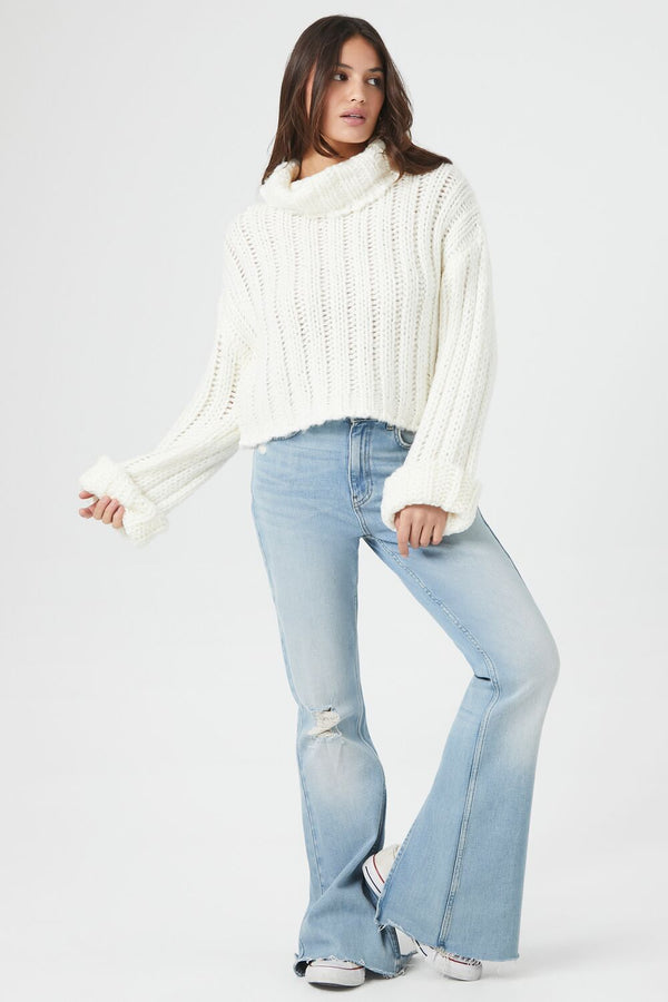 Forever21 Turtleneck Cropped Sweater VANILLA