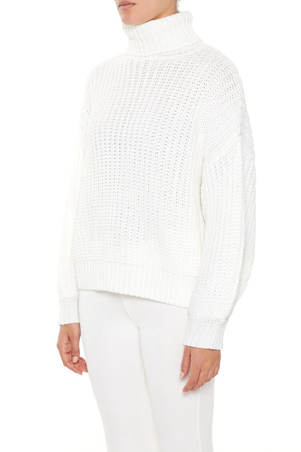 Forever21 Turtleneck Knit Sweater WHITE