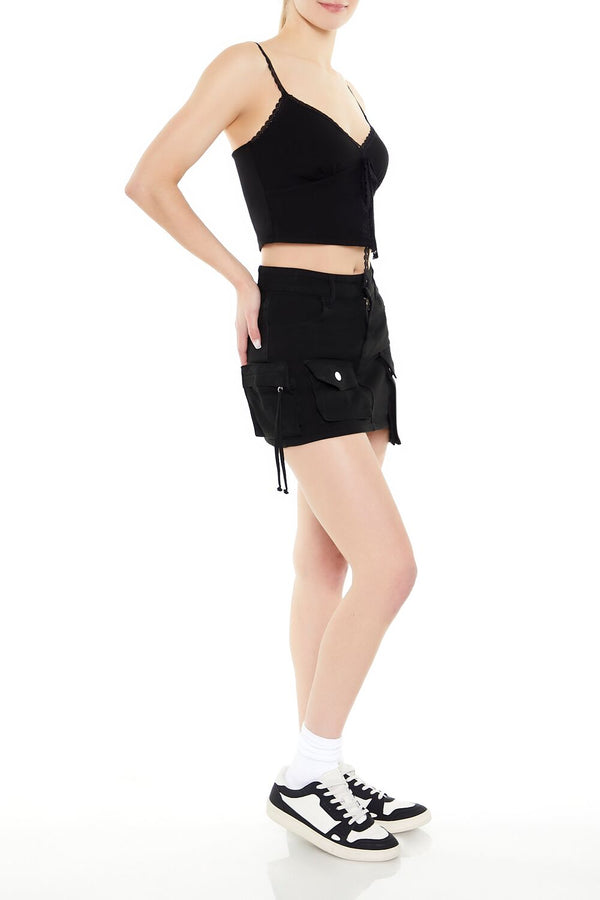 Forever21 Twill Cargo Mini Skirt JET BLACK