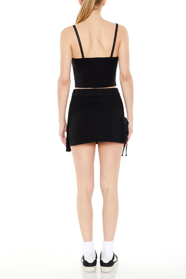 Forever21 Twill Cargo Mini Skirt JET BLACK