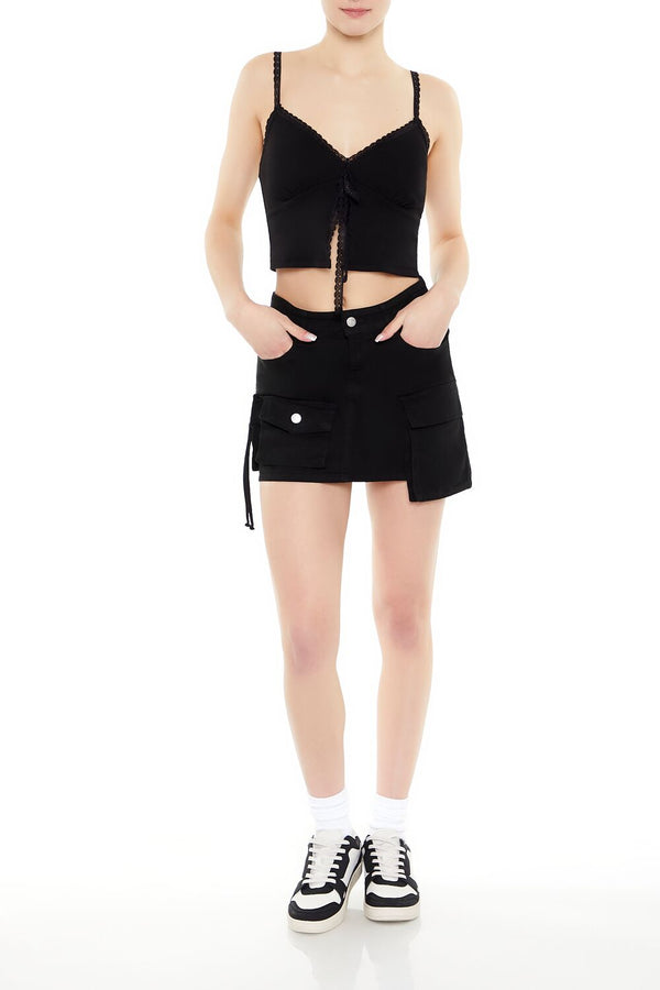Forever21 Twill Cargo Mini Skirt JET BLACK