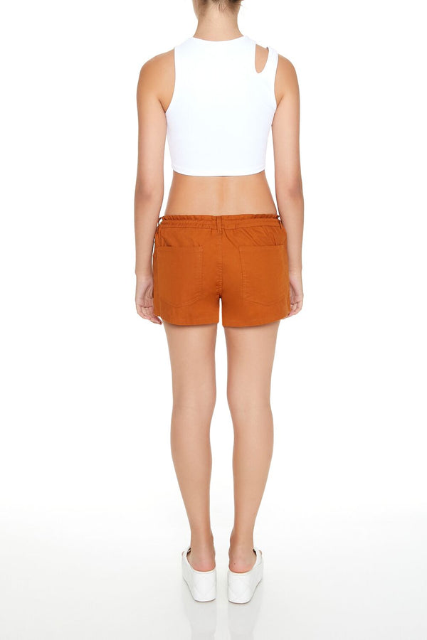 Forever21 Twill Drawstring Cargo Shorts TOFFEE