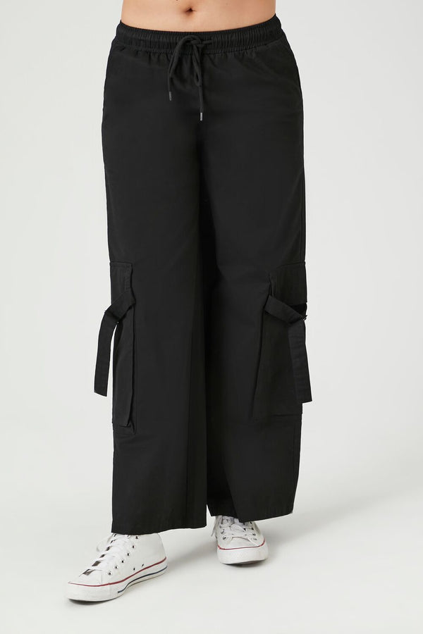 Forever21 Twill High-Rise Utility Pants Black