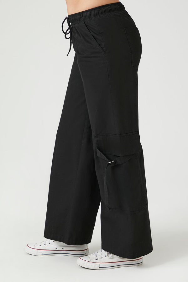 Forever21 Twill High-Rise Utility Pants Black