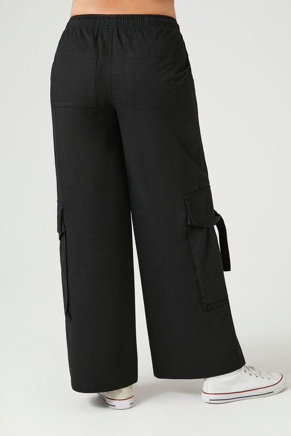 Forever21 Twill High-Rise Utility Pants Black