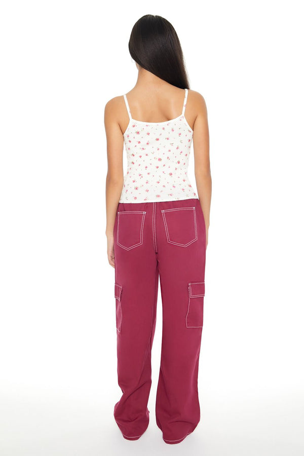 Forever21 Twill Straight Cargo Pants MAROON