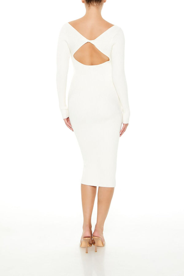 Forever21 Twist-Back Midi Sweater Dress EGRET