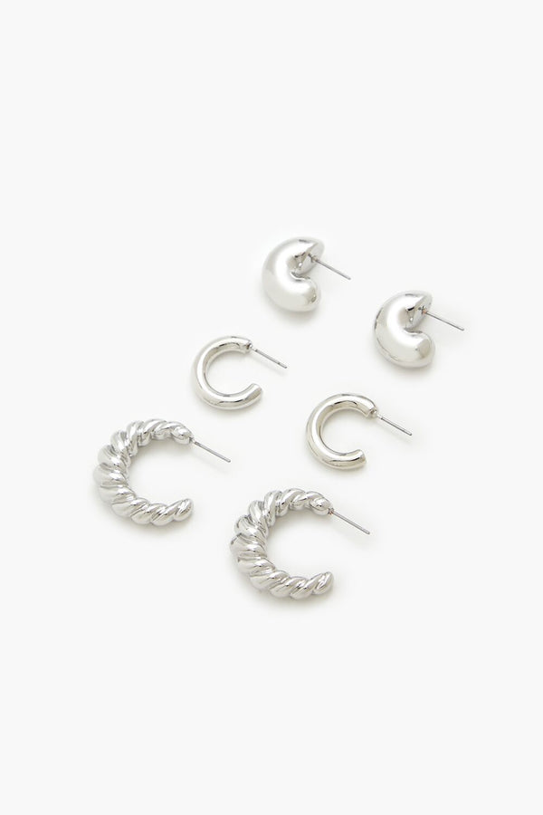 Forever21 Twisted Hoop Earring Set SILVER