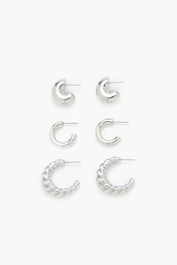 Forever21 Twisted Hoop Earring Set SILVER