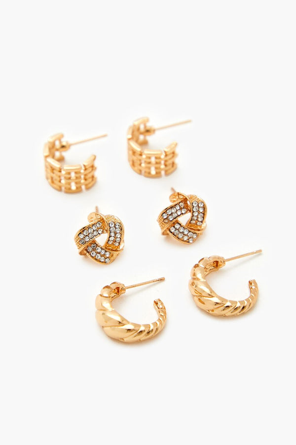 Forever21 Twisted Stud & Hoop Earring Set GOLD