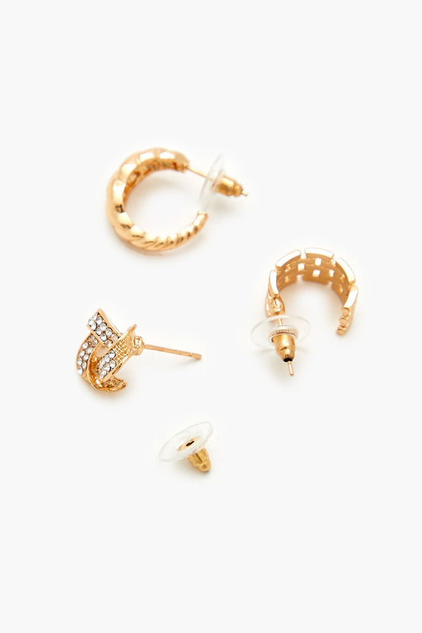 Forever21 Twisted Stud & Hoop Earring Set GOLD