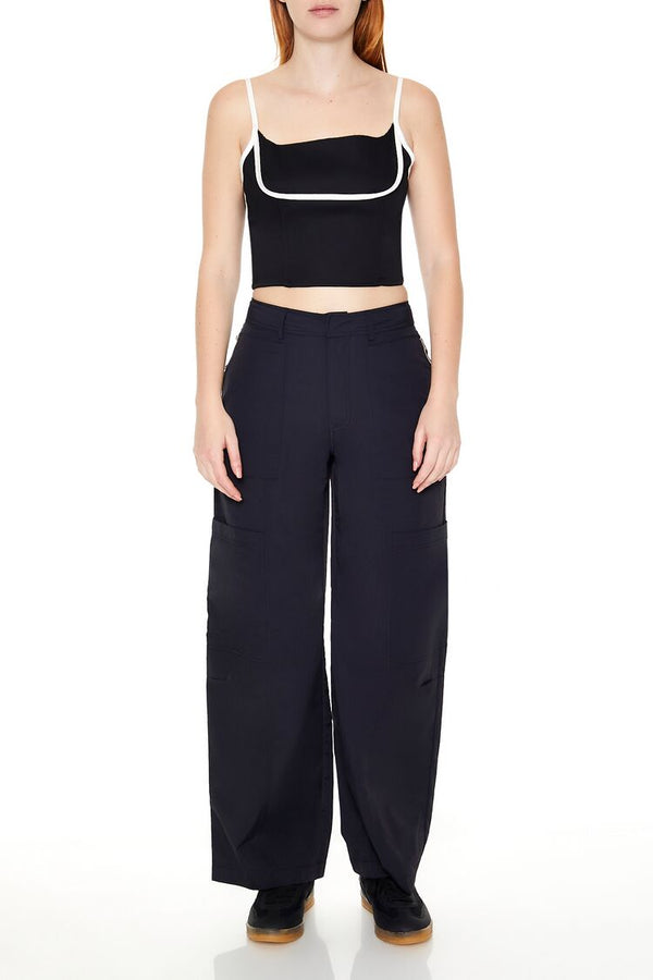 Forever21 Two-Tone Cropped Cami BLACK/WHITE