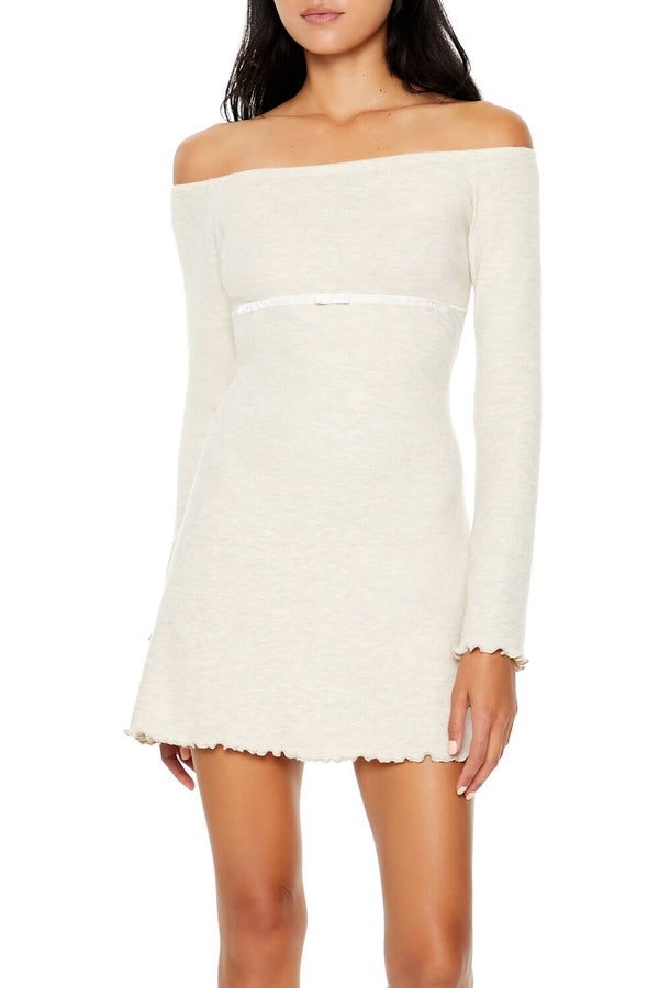 Forever21 Two-Tone Ribbon Mini Dress OATMEAL