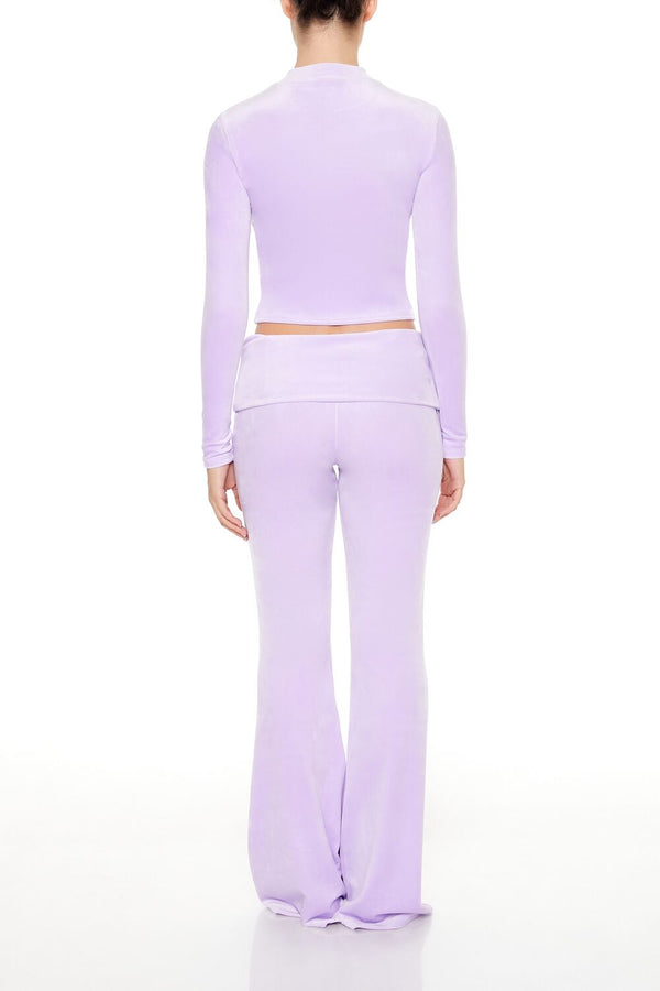 Forever21 Velour Foldover Flare Pants LAVENDER