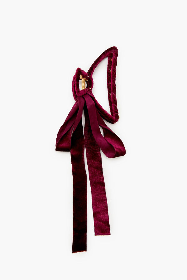 Forever21 Velvet Bow Claw Hair Clip BURGUNDY