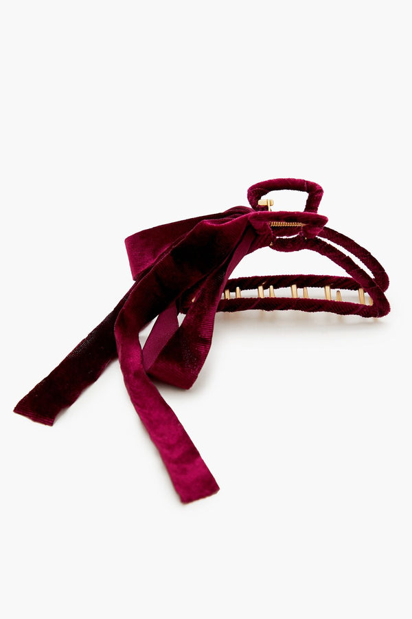 Forever21 Velvet Bow Claw Hair Clip BURGUNDY